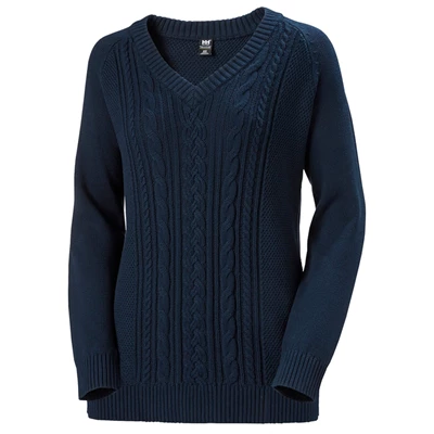 Helly Hansen W Fjord Cable Knit Skjorte Dame Mørkeblå | LWVBUG-185