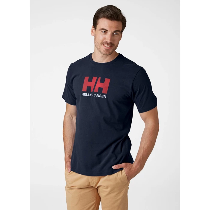 Helly Hansen Hh Logo T Skjorte Herre Mørkeblå | AFUPIY-917