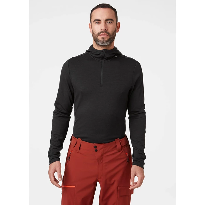 Helly Hansen Lifa Merino Lette Hætte Sweatshirts Herre Sort | MIUBLF-062