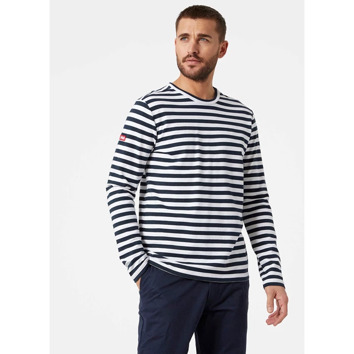 Helly Hansen North Sea Long Sleeve T Skjorte Herre Mørkeblå Striber | VNGWRK-617