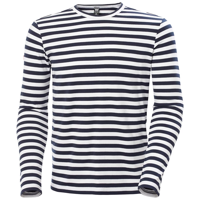 Helly Hansen North Sea Long Sleeve T Skjorte Herre Mørkeblå Striber | VNGWRK-617