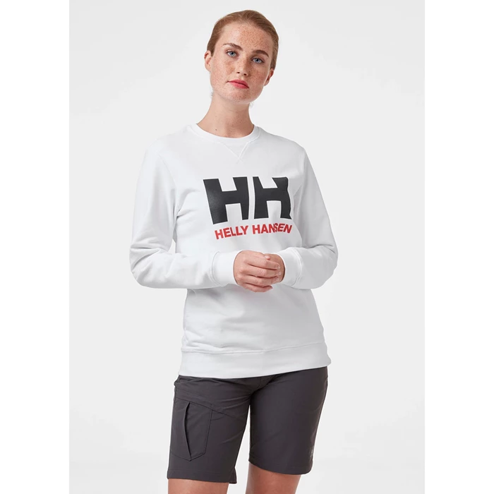 Helly Hansen W Hh Logo Crew Sweat Skjorte Dame Hvide | TVHAKM-258