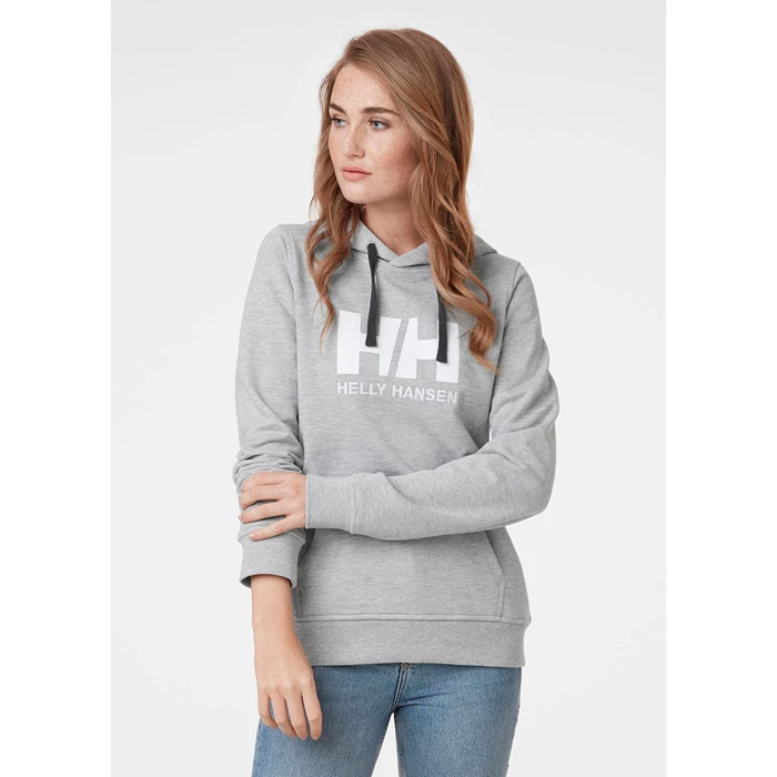 Helly Hansen W Hh Logo Hætte Sweatshirts Dame Grå | IJQZUK-534