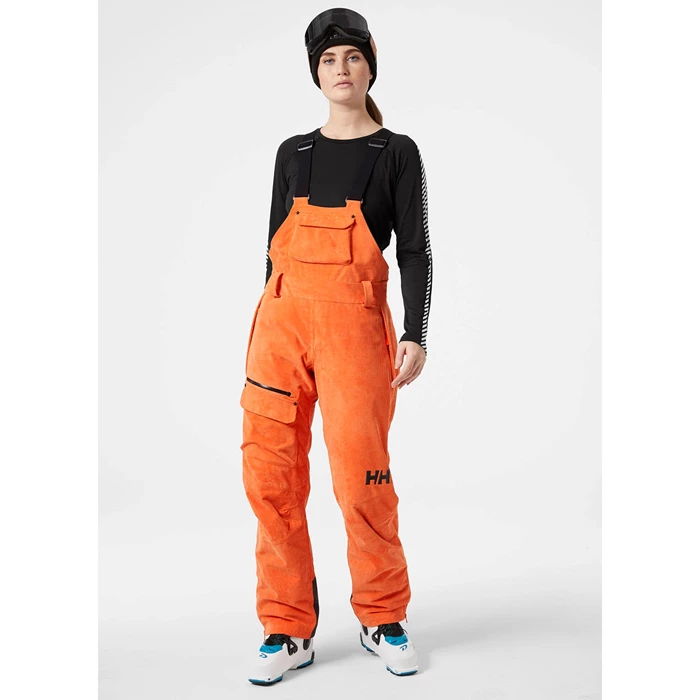 Helly Hansen W Powderqueen Bib Skibukser Dame Orange Rød | KWGJUT-031